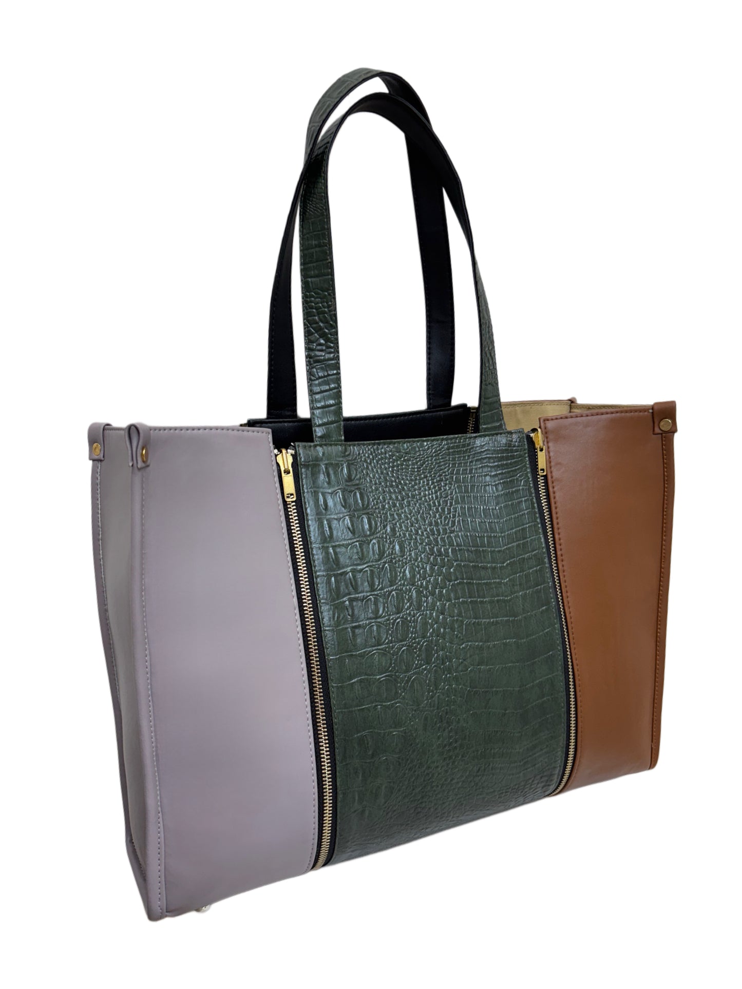 Tan x Pale Mauve - Textured Green