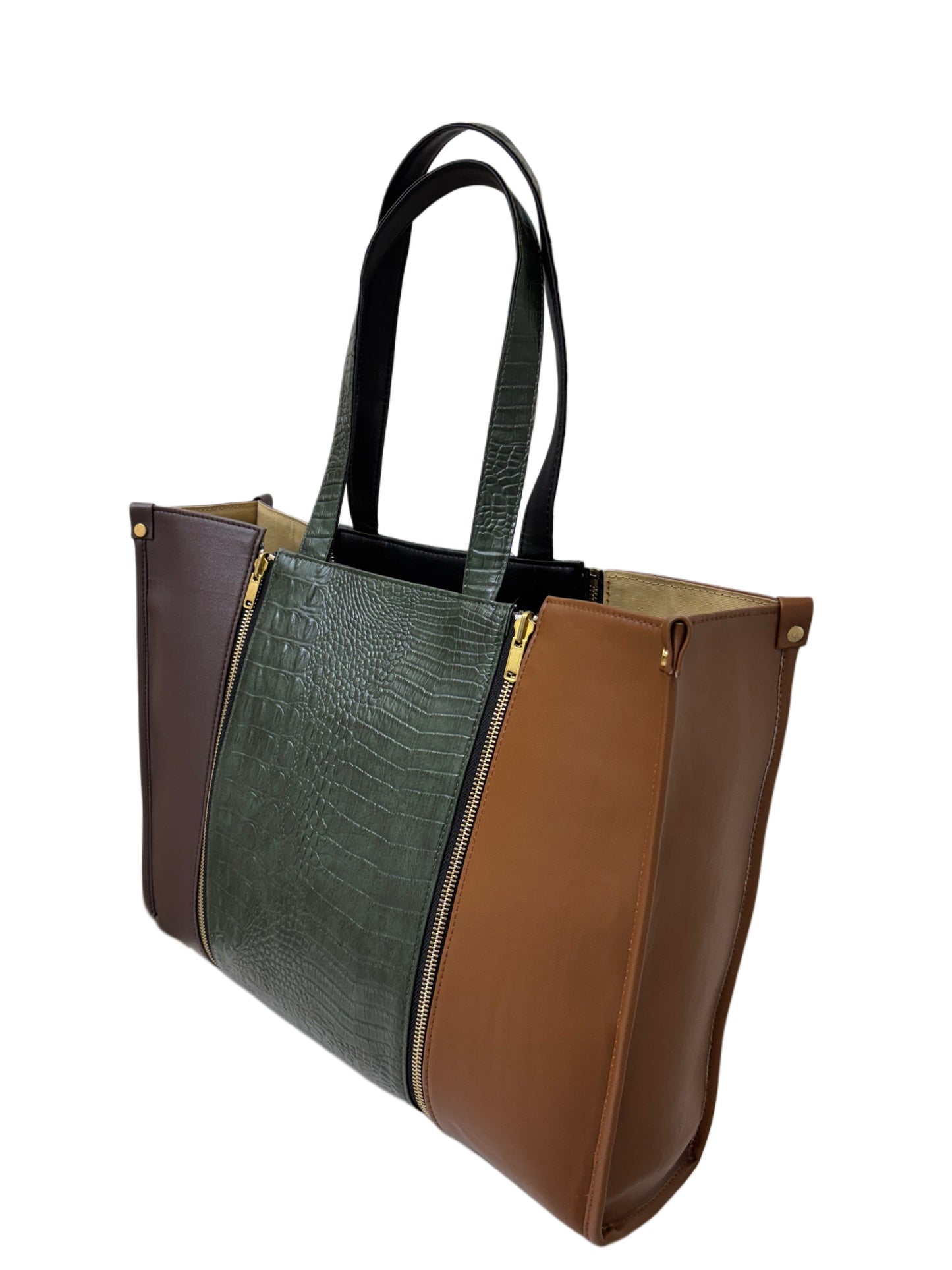 Tan x Burgundy - Textured Green