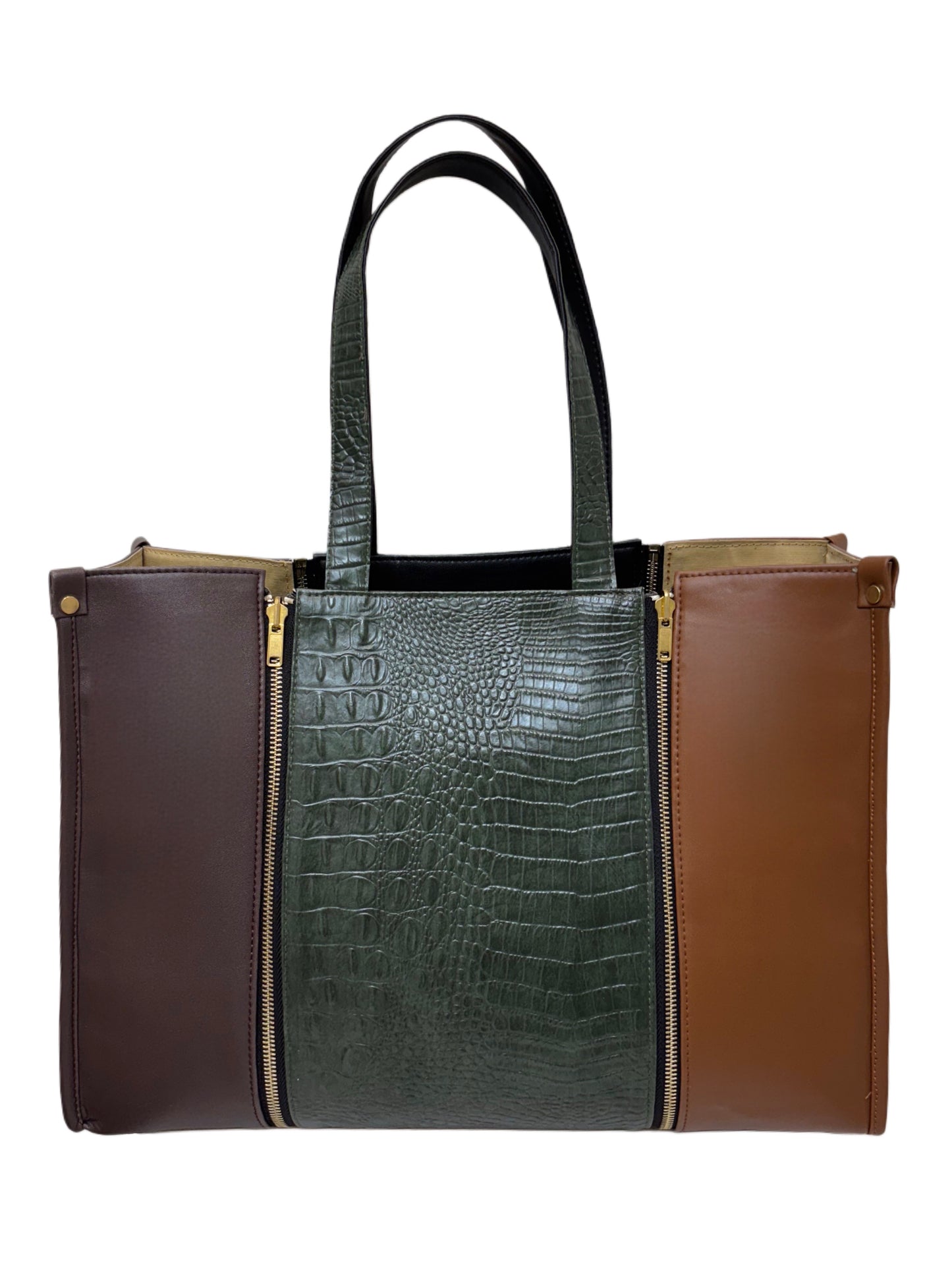 Tan x Burgundy - Textured Green