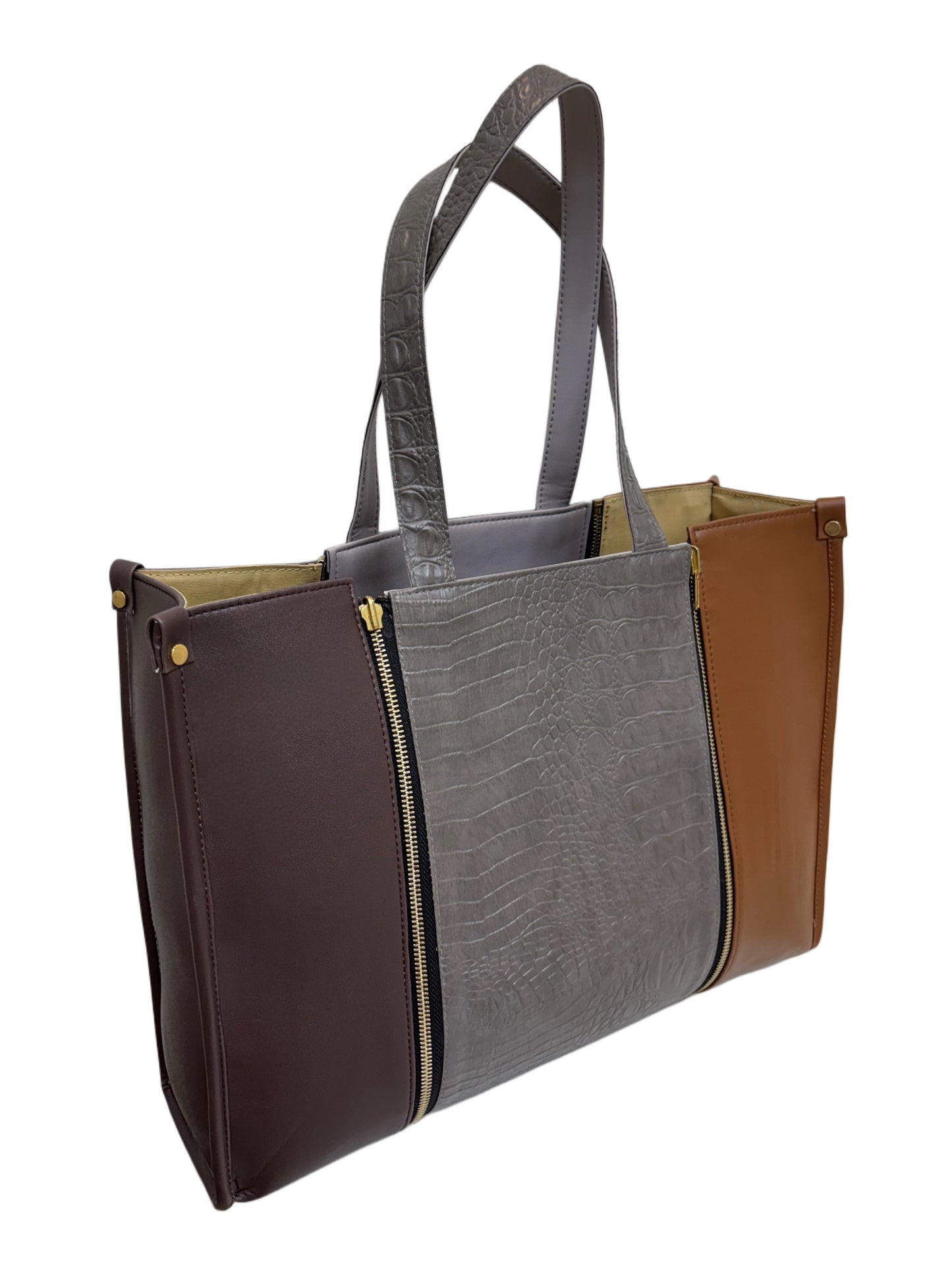 Burgundy x Tan - Textured Grey