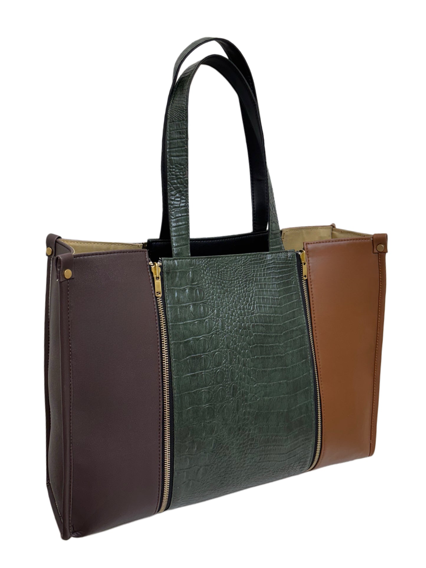 Tan x Burgundy - Textured Green