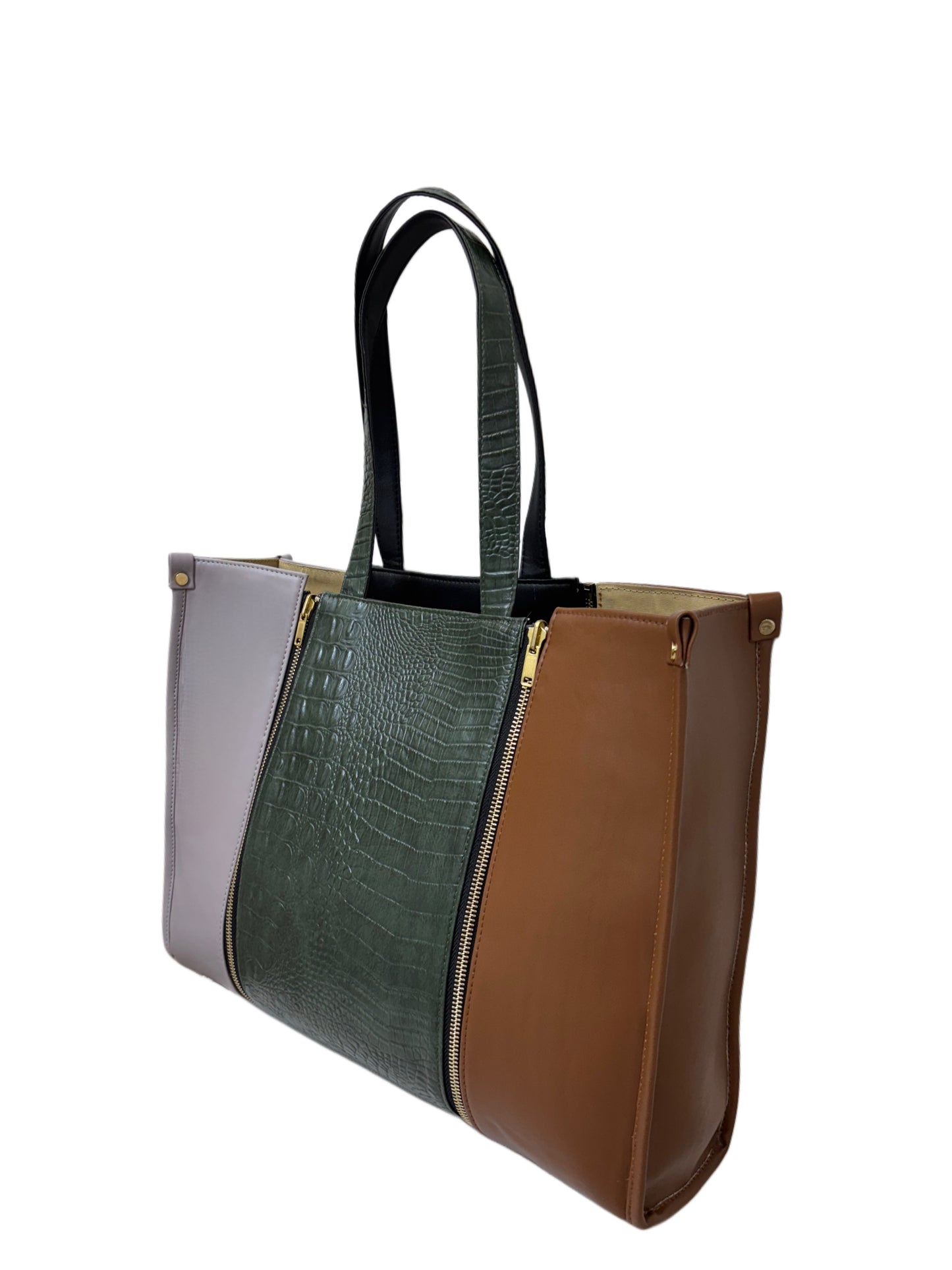 Tan x Pale Mauve - Textured Green