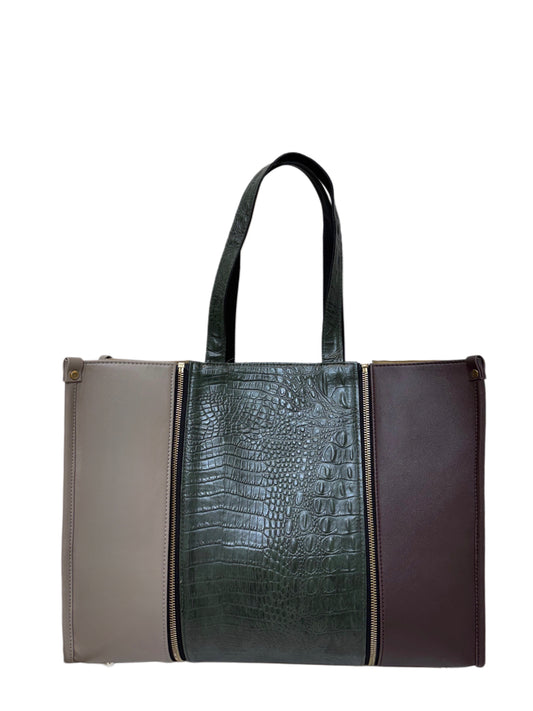 Plaza Taupe x Burgundy  - Textured Green