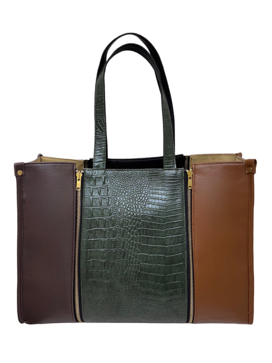 Tan x Burgundy  - Textured Green