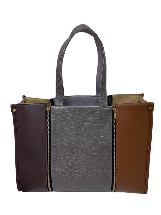 Burgundy x Tan  - Textured Grey