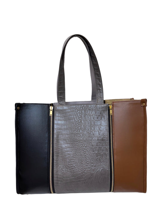 Tan x Black  - Textured Grey